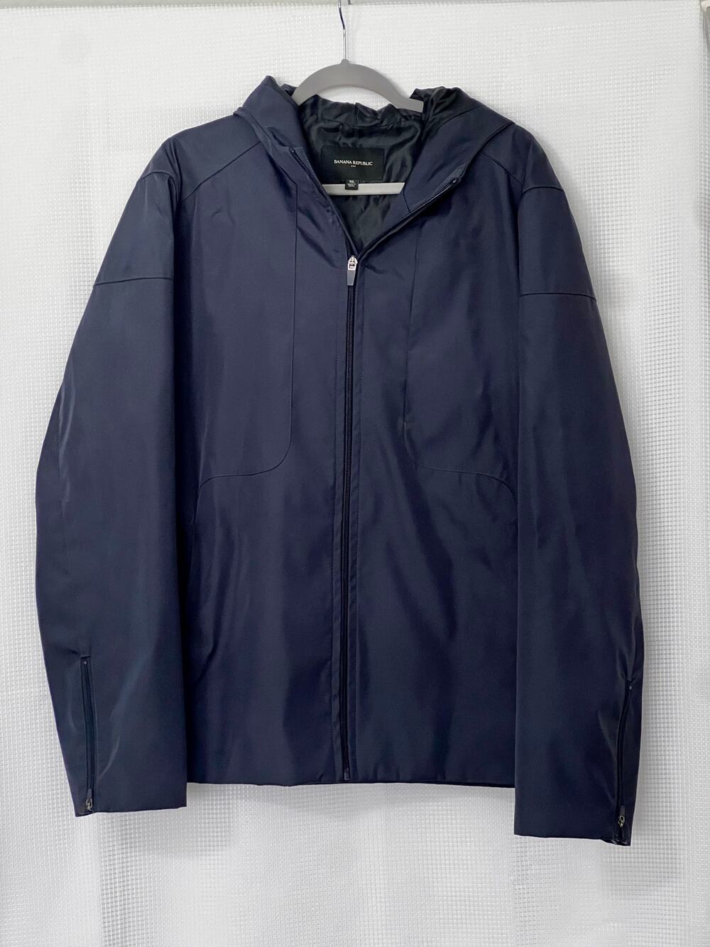 Banana Republic Mens XL Hooded Water Resistant Nylon Jacket Navy Blue